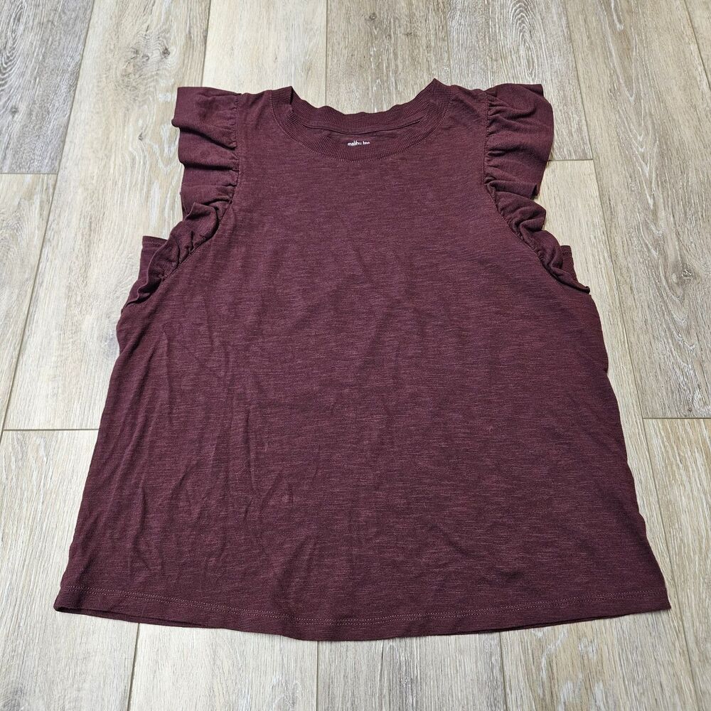 Banana Republic Maroon Burgundy Malibu Tee Ruffle Cap Sleeves Women's Medium